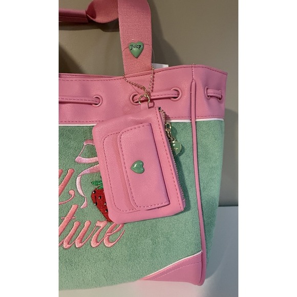 JUICY COUTURE RETRO STRAWBERRY TOTE RETRO GREEN Bag Handbag Purse NWT Y2K 🍓 - Picture 2 of 7